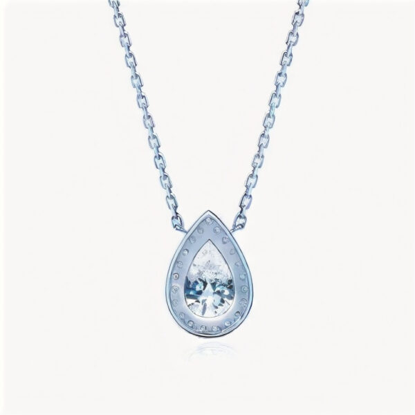 Halo Pear Shape Diamond Pendant - Image 3