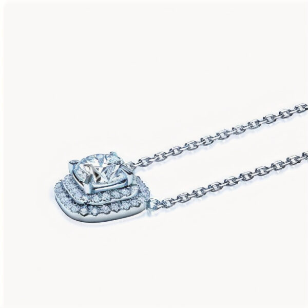 Double Halo Cushion Diamond Designer Pendant - Image 2