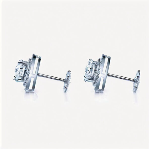 Z5 White Gold 1ct Diamond double Halo Stud Earrings - Image 2