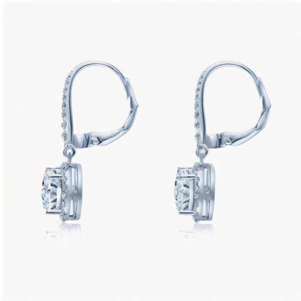 Cushion Shape Halo Drops Lab Grown Diamond  Earrings - Image 2