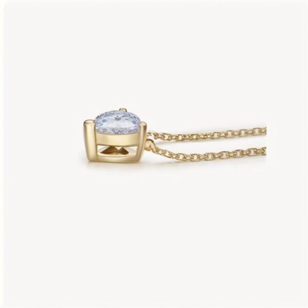 14K Solitaire Single Heart Shaped Pendant Charm with Golden Chain - Image 2