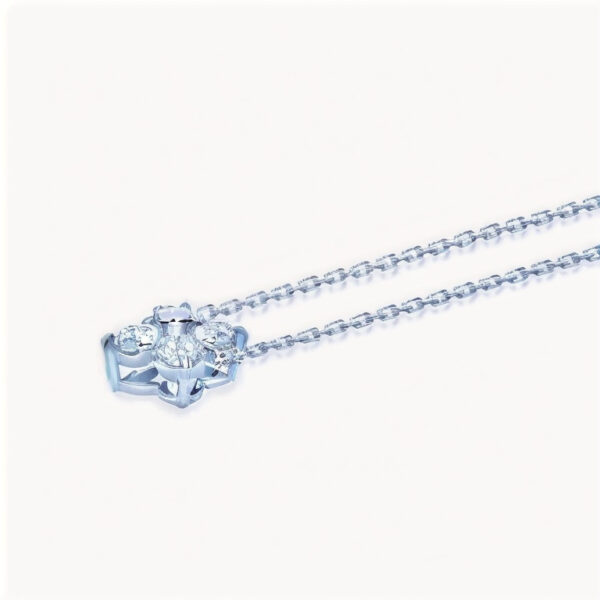 4 leaf 14K White Gold Diamond Star Pendant Necklace - Image 3