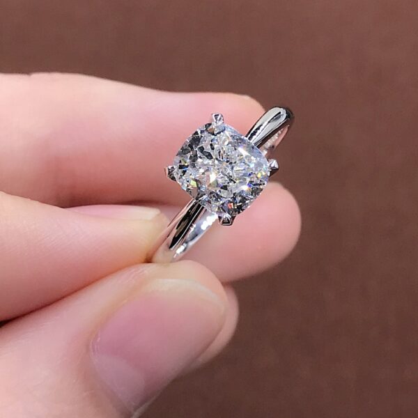 Classic Cushion Shape 4 Prong Style Engagement Ring - Image 2