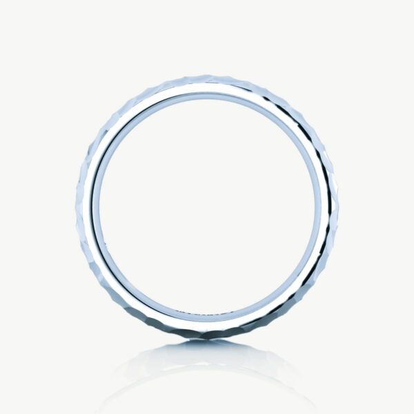 4mm Mens Wedding Band - Hammered High Polish - Image 4