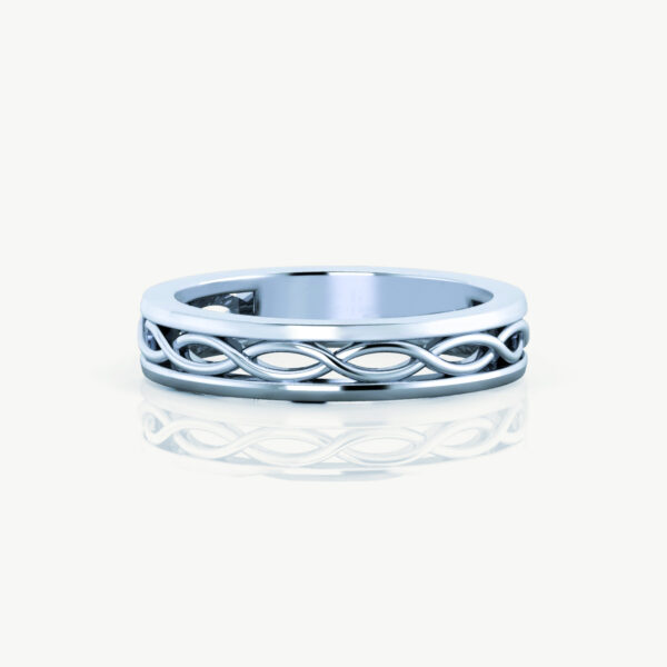 14K White Gold Mens Celtic Style Wedding Ring - Image 3