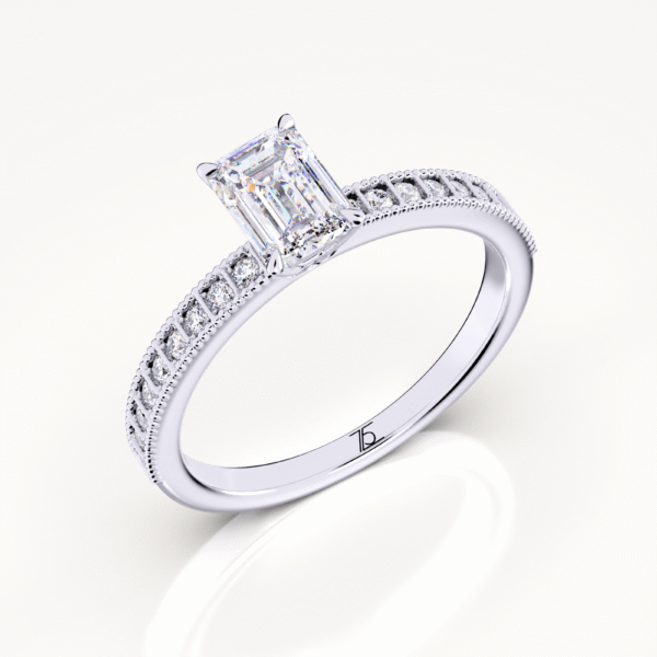 Brillar Emerald Cut Smaragd Rail Arm Ring - Image 4