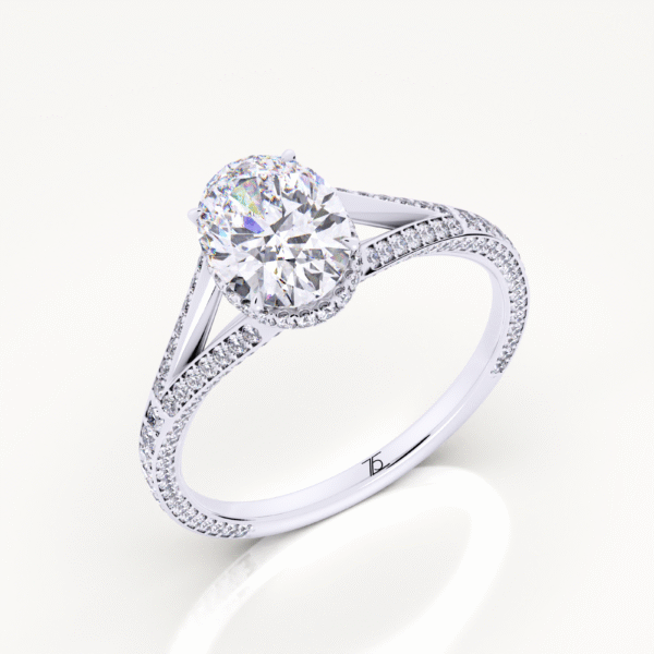 Precision Set New Aire Split Shank Oval Diamond Engagement Rings - Image 4