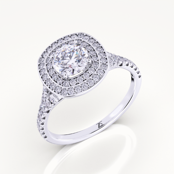 Twinkle Split Shank Double Halo Round Cut Engagement Ring - Image 4