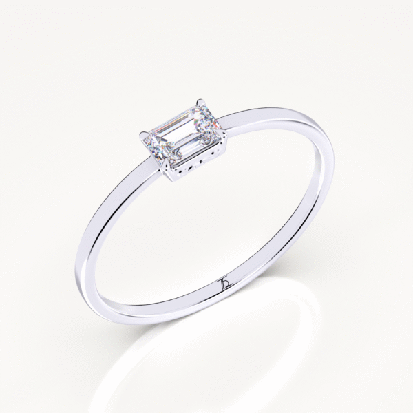 Emerald Shape Diamond Promise Rings - Image 4