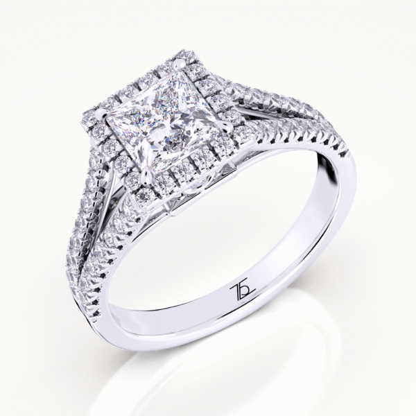 Lab Grown Diamond Princess cut 4 Prong Cluster Diamond Rings in 14K White Gold - Image 4