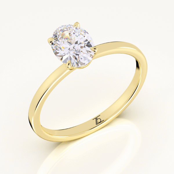 Oval Cut White Gold Band Solitaire Ring - Image 4