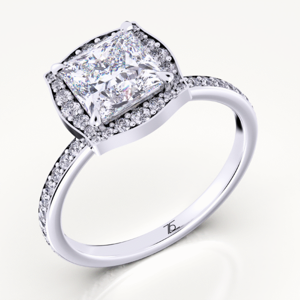 Shiny Lab Grown Diamond Halo Engagement Rings - Image 4
