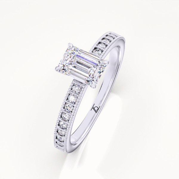 Brillar Emerald Cut Smaragd Rail Arm Ring