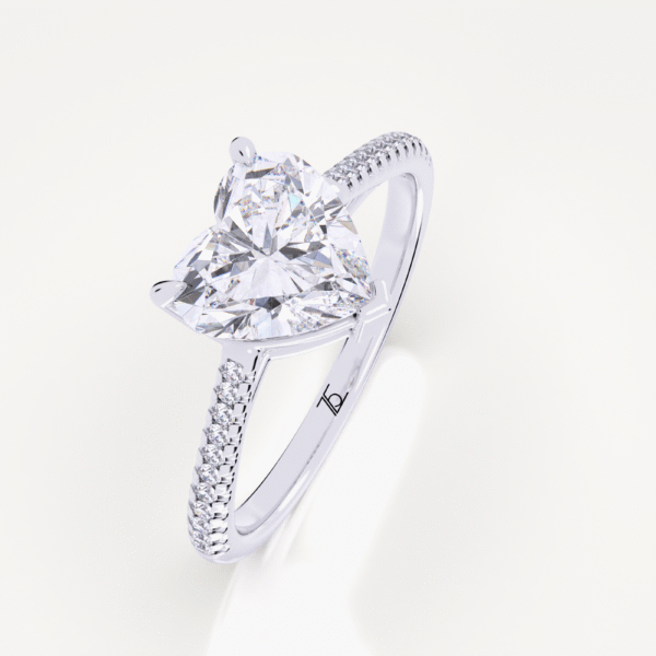 Heart Shaped Lab Grown Diamond Shoulder Set Engagement Ring