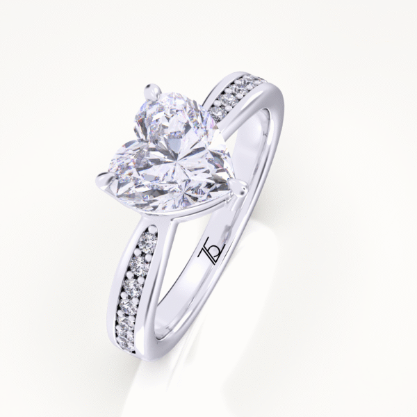 Heart Shape Lab Grown Diamond Channel Set Engagement Ring