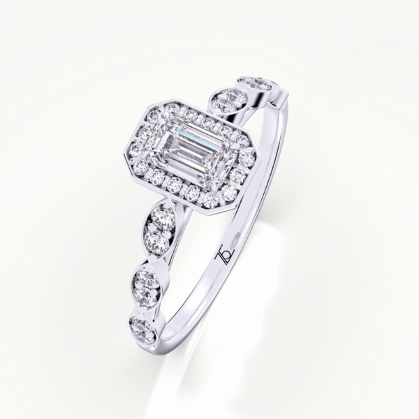Halo Art Deco Oval Quality Engagement Ring Set In White Gold