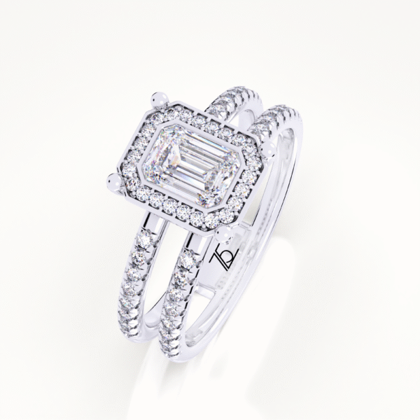 Lab Grown Diamond Split Shank Halo Promise Ring Engagement Ring For Her
