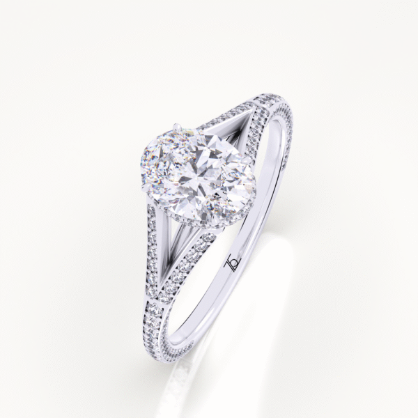 Precision Set New Aire Split Shank Oval Diamond Engagement Rings
