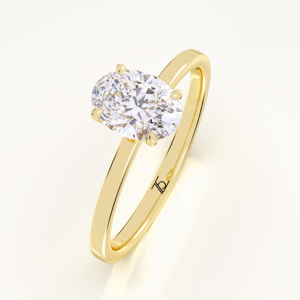 Oval Cut White Gold Band Solitaire Ring