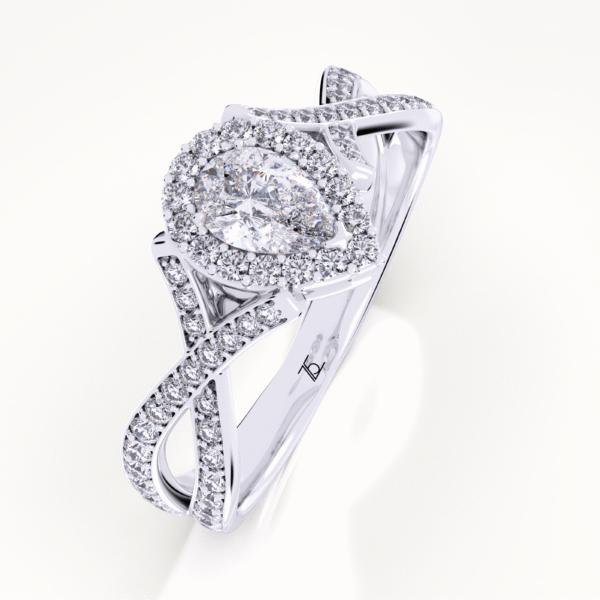 Pear Shaped Split Halo Engagement Ring