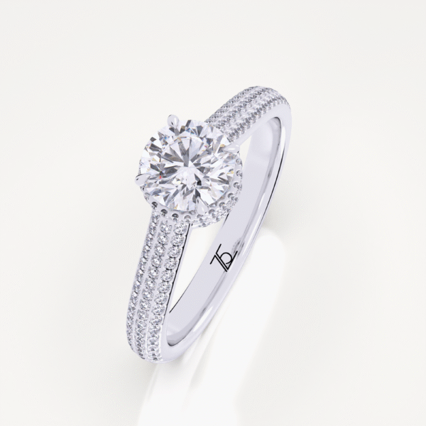 Lab Grown Diamond Pave 3 Row Accented Engagement Ring