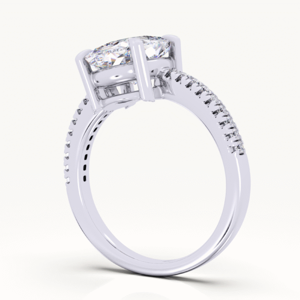 1 Carat Cushion Cut Solitaire Pave Natural Engagement Ring in White Gold - Image 5