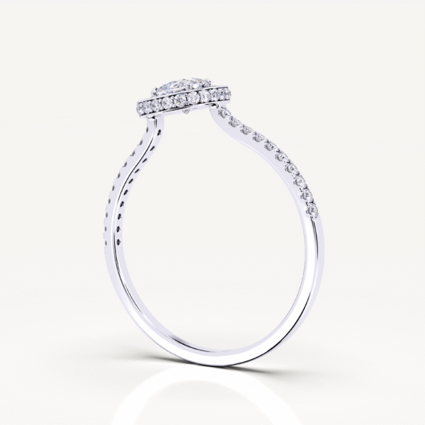 2.00 Ct Row Cushion Cut Lab Grown Diamond Halo Engagement Ring - Image 5