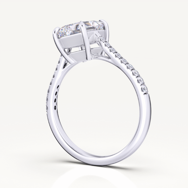 Clsssic Radiant Diamond Ring With Accent Diamonds In White Gold - Image 5