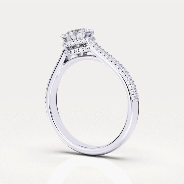 Lab Grown Diamond Pave 3 Row Accented Engagement Ring - Image 5