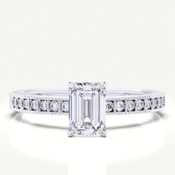 Brillar Emerald Cut Smaragd Rail Arm Ring - Image 3
