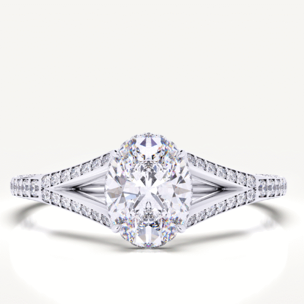 Precision Set New Aire Split Shank Oval Diamond Engagement Rings - Image 3