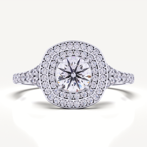 Twinkle Split Shank Double Halo Round Cut Engagement Ring - Image 3