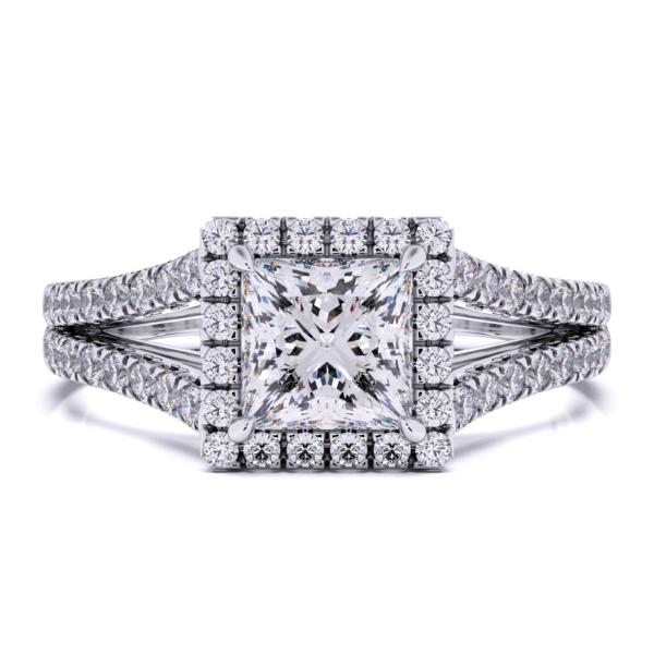 Lab Grown Diamond Princess cut 4 Prong Cluster Diamond Rings in 14K White Gold - Image 3