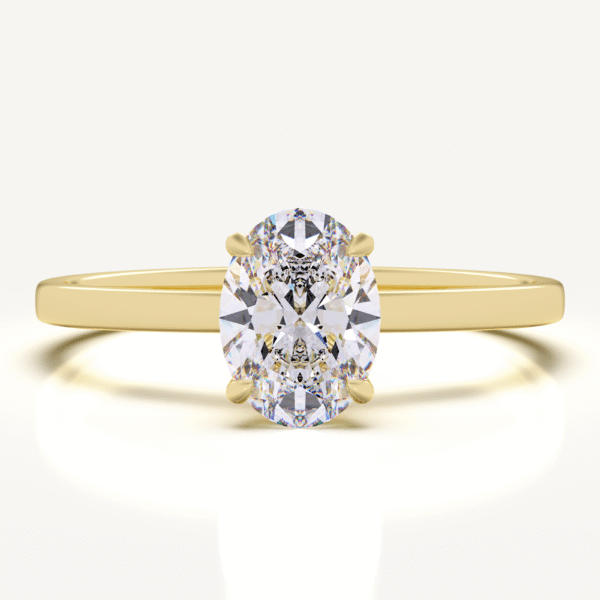 Oval Cut White Gold Band Solitaire Ring - Image 3