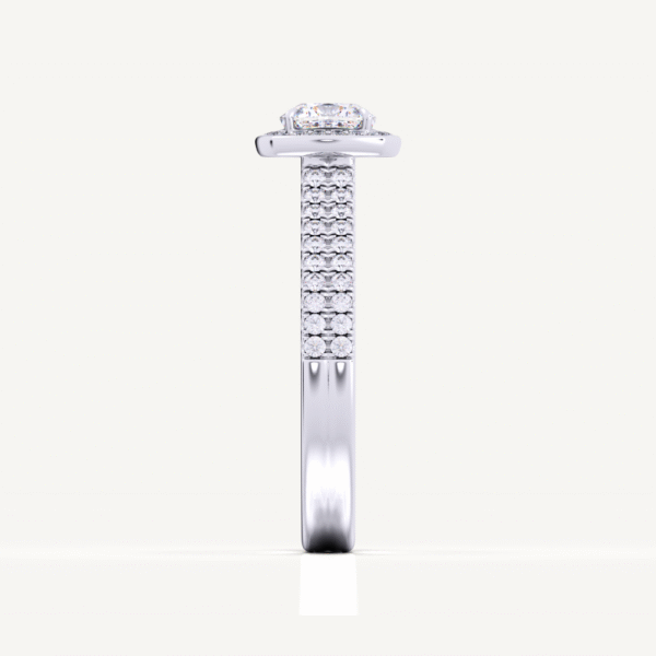 Cushion Halo With Round Center Diamond Split Shank Engagement Ring - Image 2