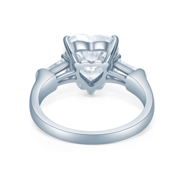 Heart Shape Baguette Solitaire Engagement Ring - Image 4