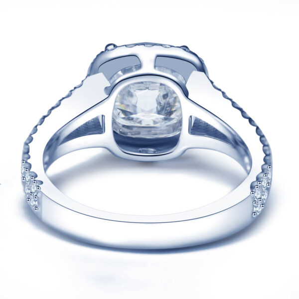 Cushion Halo With Round Center Diamond Split Shank Engagement Ring - Image 4