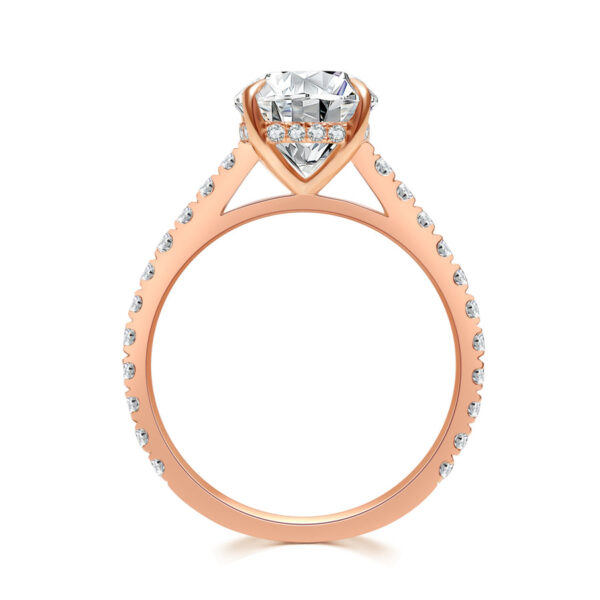 1.5 Carat Solitaire Pave Lab Grown Diamond Engagement Ring in Rose Gold - Image 2