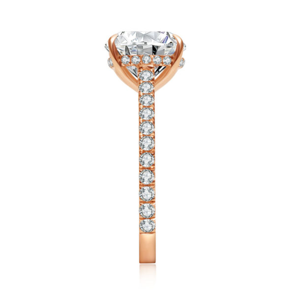 1.5 Carat Solitaire Pave Lab Grown Diamond Engagement Ring in Rose Gold - Image 3