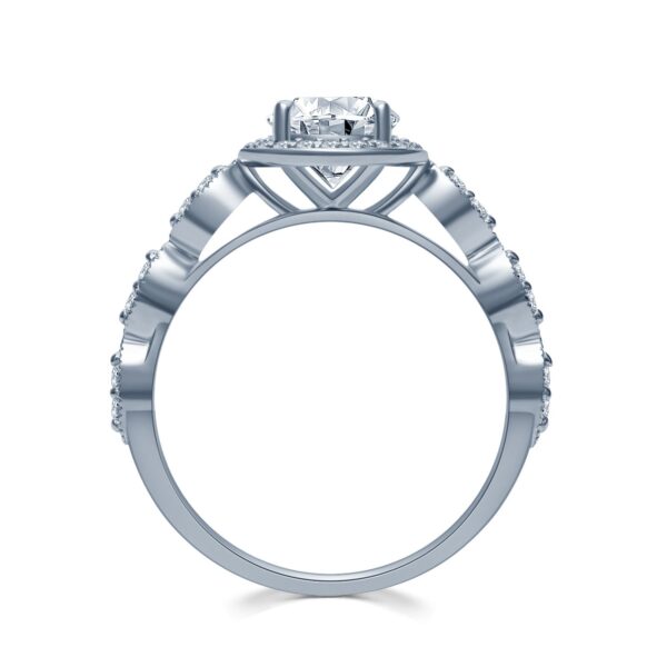 Halo Art Deco Oval Quality Engagement Ring Set In White Gold - Image 2