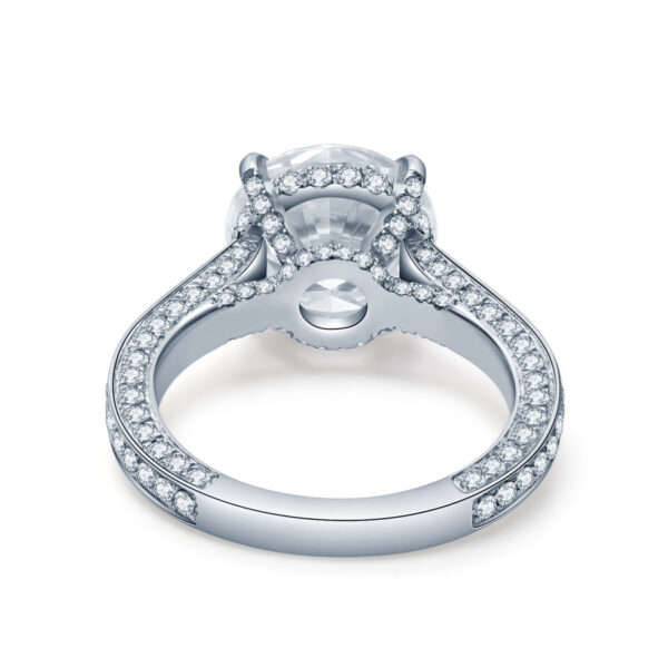 Moissanite Hidden Halo Pave Engagement Ring - Image 4