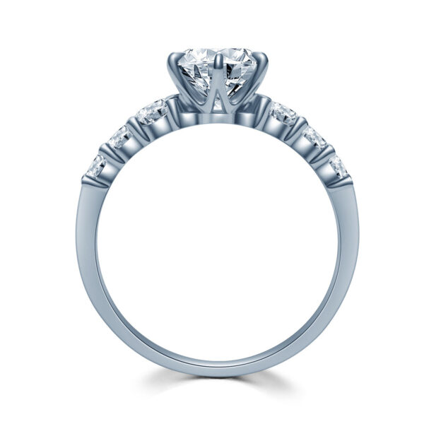 Brilliant Round Cut Engagement Ring with 6 Accent Stones - Image 2