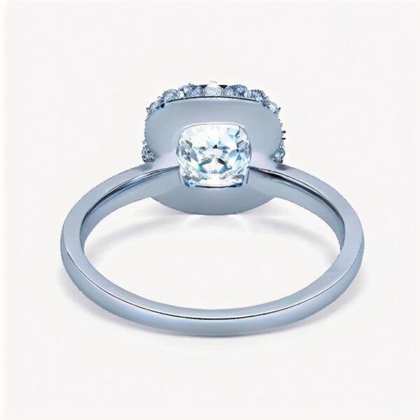 2.00 Ct Row Cushion Cut Lab Grown Diamond Halo Engagement Ring - Image 4