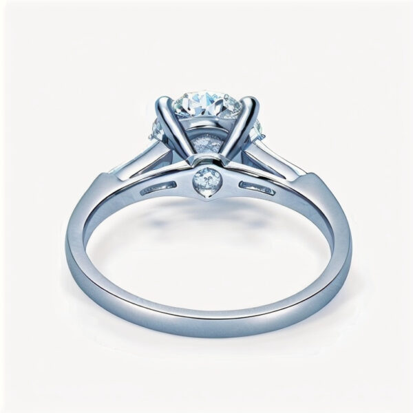 Trilogy Ring with Round Diamond and Tapered Baguettes - Image 4