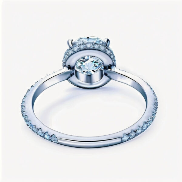 14K White Gold Diamond Two Layer Hidden Halo Engagement Ring - Image 3