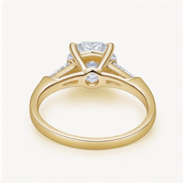 2.00 Ct. 3 Stone Radiant & Baguette Engagement Ring D Color - Image 4