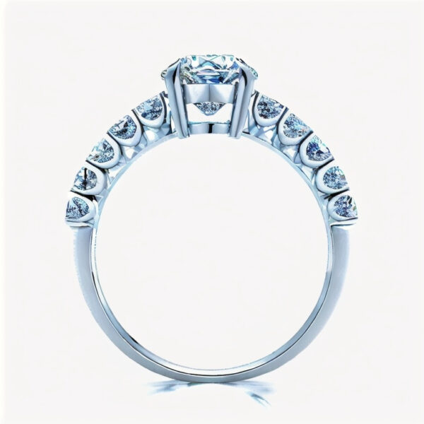 Divine 14k White Gold Diamond Engagement Ring Princess Setting - Image 3